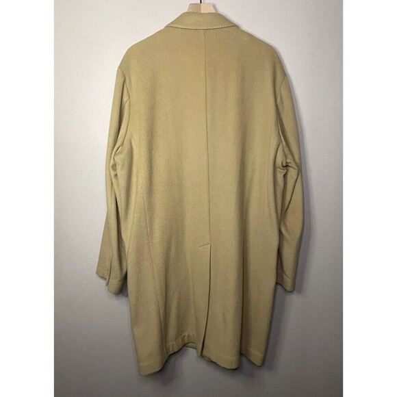 Wool Cashmere Trench Coat XL MEN TreVero Double Breasted Camel Tan Vintage - Picture 2 of 14